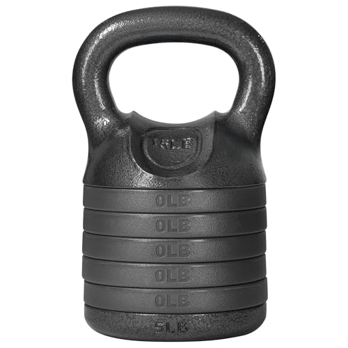 Yes4All Adjustable Kettlebell Set, 20–40 LB Weight Set, Solid Cast Iron Handle with Spacer Disks & Secure Lock, Space-Saving Kettlebell for Home Gym Strength Training, Black