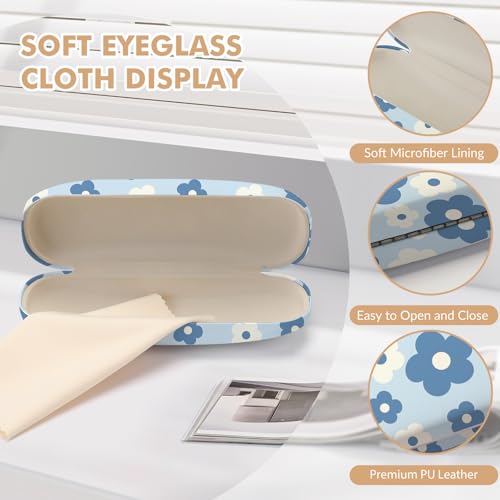 Image of Glasses Case Hard Shell,Portable Protective Eyeglasses Case, Eyeglass Holder Box with Cleaning Cloth, for men women