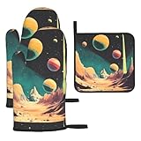 Utilisation polyvalente : parfaits pour les tâches de cuisine telles que le retrait du couvercle, la manipulation de casseroles et poêles chaudes, l'utilisation au micro-ondes ou au four, et même pour les grillades en plein air, ces gants de cuisine polyvalents et maniques sont essentiels pour la cuisine quotidienne.