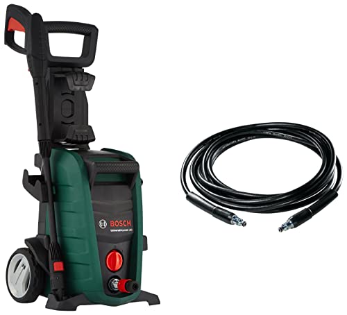Image of Bosch Aquatak 130 1700-Watt High Pressure Washer (Green) with F016800360 6m High Pressure Hose (Black) Combo