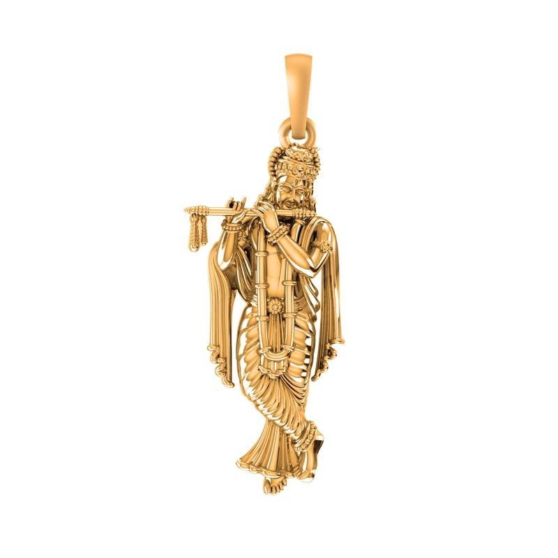 Pendentif Dieu Krishna argent plaqué or 22 carats maille fine bijou prestige