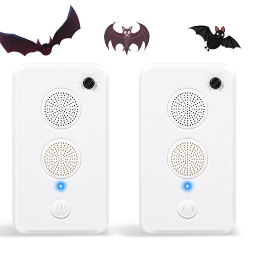 2Pack Upgraded Ultrasonic Bat Repellent for Attic & Eaves Battery Operated Bat Deterrent Device Indoor Outdoor Use Bat Exclusion System Keep Bats Away from Garage Porch & Roof Voids