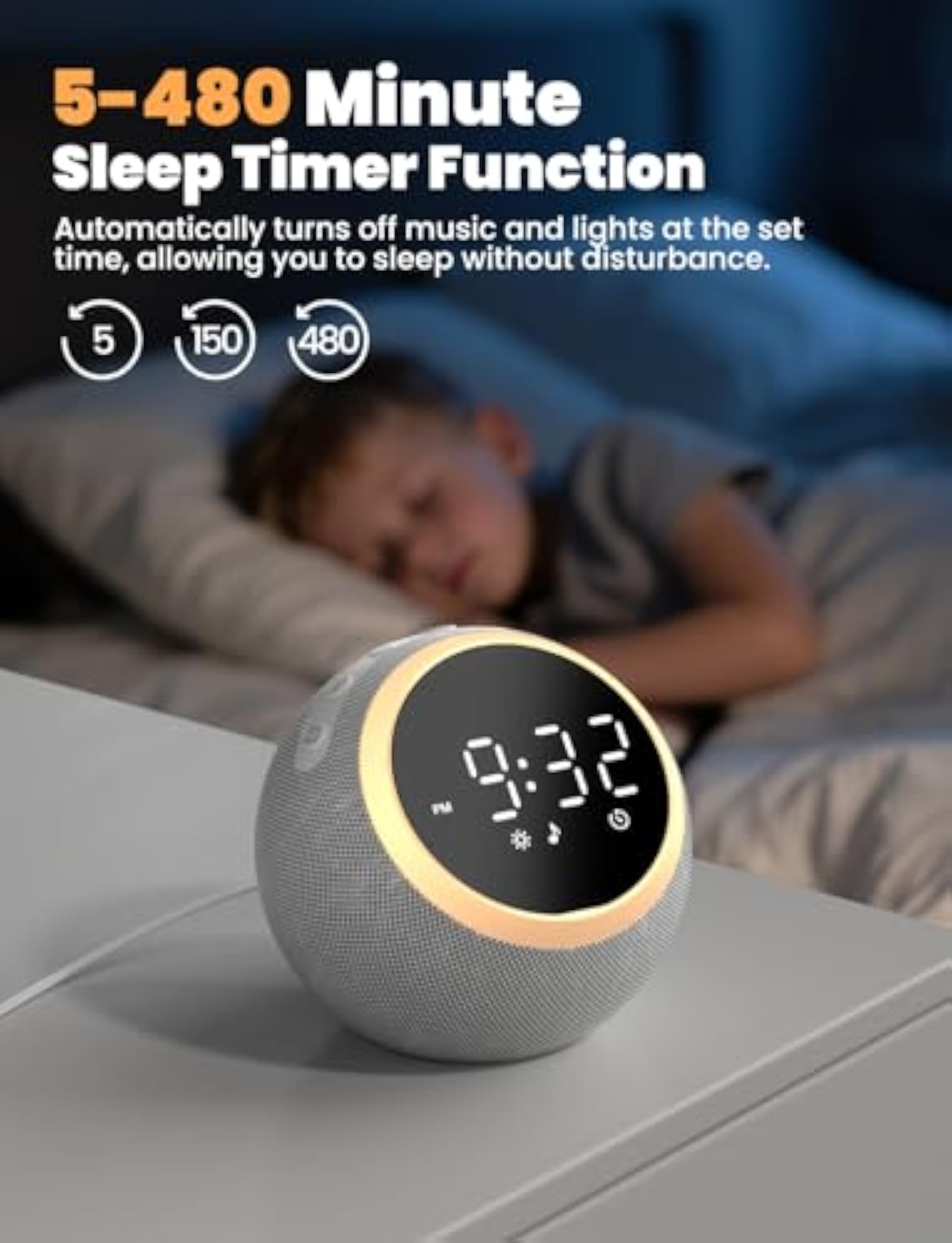 Alarm Clock with White Noise Machine & Night Light