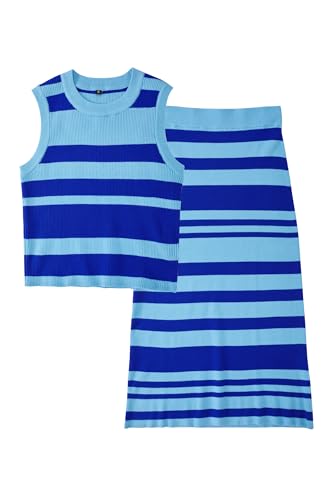 Image of Arach&Cloz Women's Non See Through 2 Piece Sets Tank Top and Midi Skirt Knit Outfits