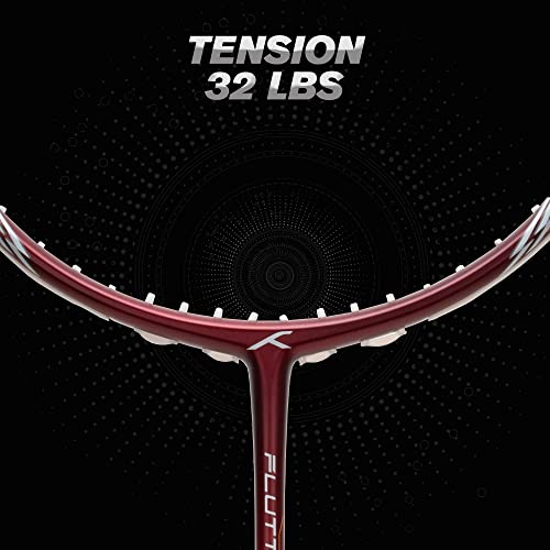 Image of Hundred Flutter S CTRL Carbon Fibre Strung Badminton Racket with Full Racket Cover for Intermediate Players