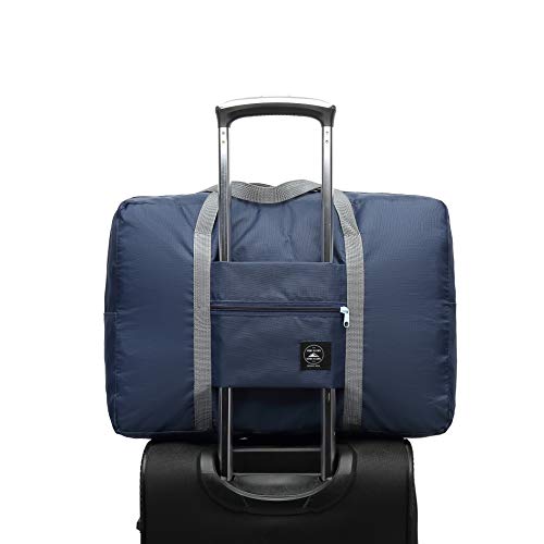 Gayisic Travel Bag Lightweight Large Capacity Portable Luggage Bag for Suitcase Trolley handles Travel Duffel Shoulder Tote Bag (Navy)