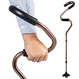 Retoreath Ergonomic Walking Cane, Forearm Provides Extra Support, Stabilizes Wrist, Self Standing Lightweight Adjustable Walking Stick, Stand Assist for Men Women- Gold