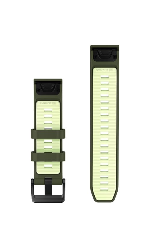 Garmin Bracelet de Montre Officiel QuickFit, 22mm, Silicone, Olive/Citron
