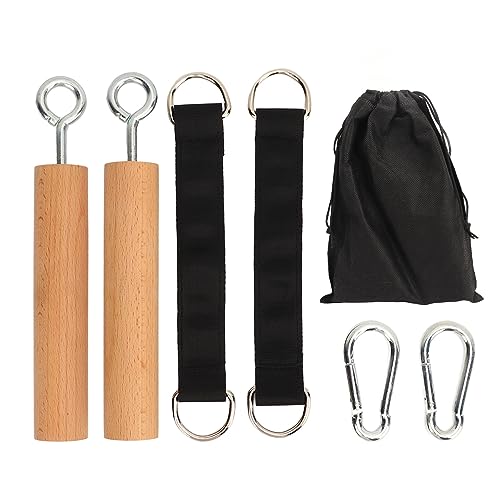 Wooden Pull Up Grips, Comfortable Handles Build Muscle Strength Pull Up Climbing Hold Grips, Grip Strength Trainer Strengthener Exerciser Training Tools for Men