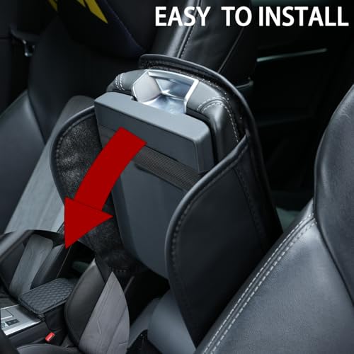 Sugcars Microfiber Leather Car Armrest Cover with Memory Foam & Side Pockets | Universal Fit for Long-Drive Comfort (SUV/Truck/Car) - 2 Storage Bags & Non-Slip Design 2 41J3ZyO4BLL