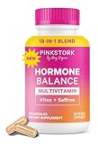Pink Stork Hormone Balance Supplement for Women | 18-in-1 Multivitamin with Vitex, Saffron, Ashwagandha, Magnesium | Mood, Energy, Cortisol, Adrenal Support | PMS, Perimenopause Support | 60 Capsules