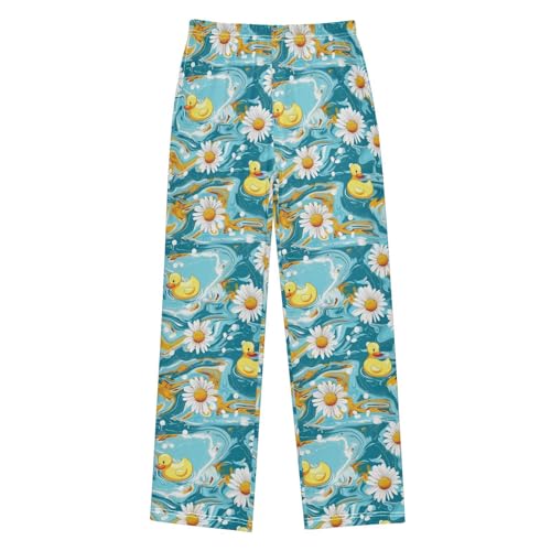 Pajama Bottoms, Chamomile Flowers and Ducks Sleeping Pant Lounge Wear Pajamas Long Pants Sleepwear Pjs