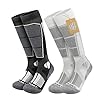 Freyeeti 2 Paar Merinowolle Skisocken Herren Damen, Warme Gepolsterte Thermosocken Weich Winterstrümpfe, Ergonomische Passform, Skisocken für Skifahren SchneeJagen Wandern