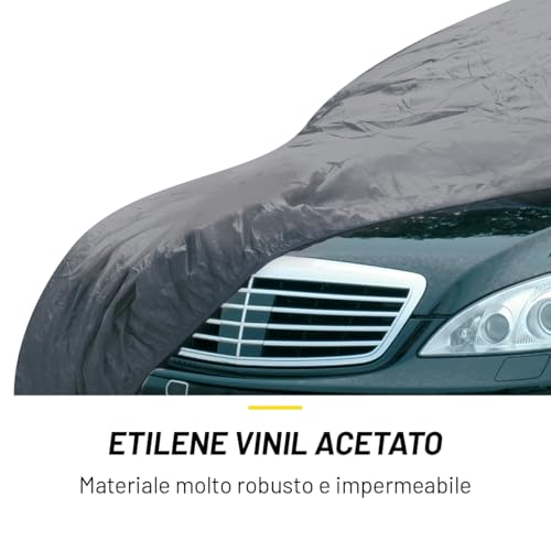 Dunlop Telo Antigrandine per Auto XL - Copriauto Universale - Telo Auto 534 x 178 x 120 cm - con Cordino Elastico e Anelli - Impermeabile per Interno ed Esterno - Grigio - 3