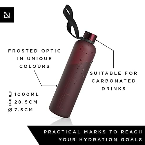 LARS NYSØM Water Bottle 1l | Drinking Bottle 1000ml BPA-free | Ultralight Tritan Sports Bottle leak-proof | Ideal for sports, office, yoga, kids | 2 lids included