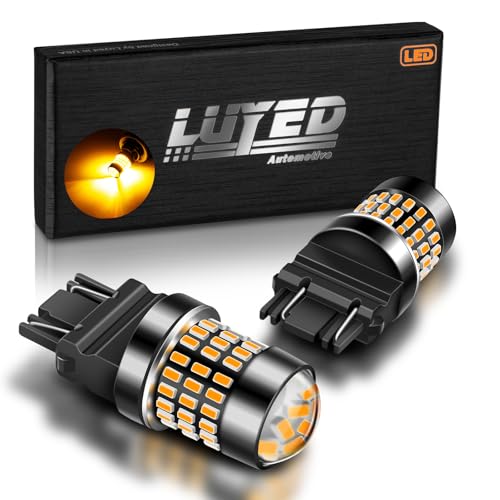 LUYED 3157 LED Bulb Amber Yellow 1800 Lumens Super Bright 3056 3156 3057 4157 LED Bulbs with Projector for Turn Signal Tail Brake Blinker Parking Lights Pack of 2