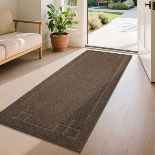 Image of BEQHAUSE Door Mat 24 inch x 60 inch, Non-Slip Door Mats Indoor Washable, Brown