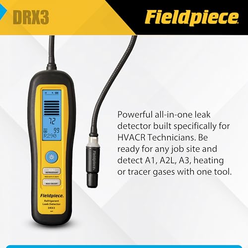 Fieldpiece - DRX3 – Refrigerant & Combustible Gas Leak Detector - Detects A3, A2L, A1 Refrigerants and Combustible Gases - Lightweight HVAC Tool