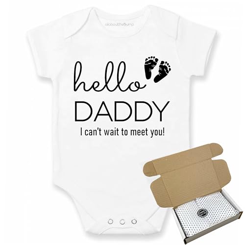 allaboutthebump Hello Daddy | Baby Announcement Vest Bodysuit (Pregnancy Reveal) - Gift Wrapped with Box