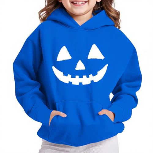 Boys Girls Halloween Hoodies Smiling Pumpkin Print Hooded Sweatshirts Long Sleeve Pullover Tops with Pocket2
