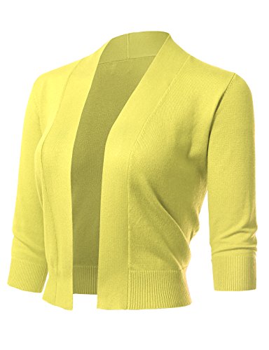 Image of Allsense Women's 3 /4 Sleeve Cropped Shrug Cardigan | Classic Bolero, Open-Front, Lightweight Soft Fine Knit Cover Up