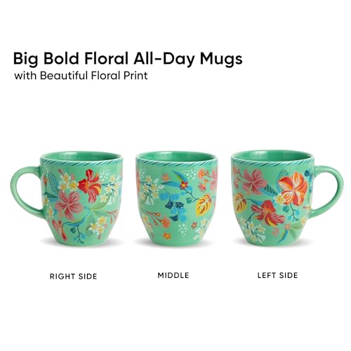 Image of Shay Ceramic Coffee Mug, 1 Pc, 300ml, Big Bold Floral | Medium Mug | Glossy Finish | Ceramic Cup | Microwave Safe (Mint Big Bold Milk Mug, 1Pc)