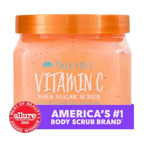 Image of Tree Hut Vitamin C Body Scrub, Exfoliating & Hydrating Sugar Scrub w / Shea Butter, Vitamin C & Essential Oils, Smooth Skin, Body Exfoliator For All Skin Types, Self Care Gifts for Women, Vegan, 18 Oz