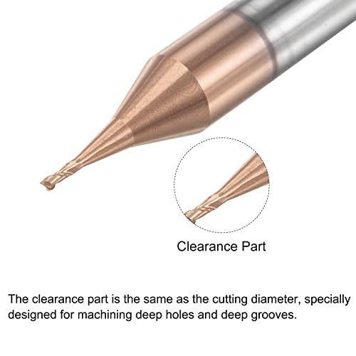 Image of uxcell Square Nose End Mill, 0.6mm Solid Carbide AlTiSin Coated Long Reach CNC Router Bits 2 Flutes Milling Cutter with Extended Neck, 2mm Cutting Length 4mm Shank