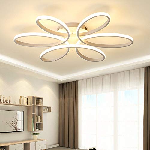 Luz de techo LED, lámpara de techo con forma de flor creativa de 85 vatios, pantalla de acrílico Lámpara de techo moderna y elegante de aluminio mate Lámpara de techo de la sala de estar del dormitori