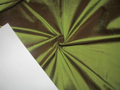 Tissu Dupioni en pure soie vert marron pour éliminer le manque de tenue des robes