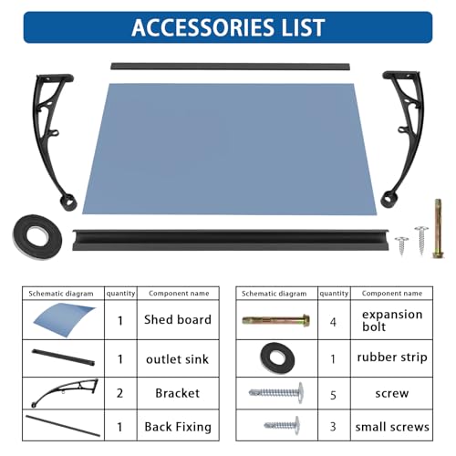 Awnings for Windows Outside - Awning for Door Entrance Aluminum Bracket Awnings 32x64in Front Doors/Windows Overhang Awning Canopy for Porch/Patio/Deck/Cellar UV/Rain/Snow Protection by Curfakul - Image 8