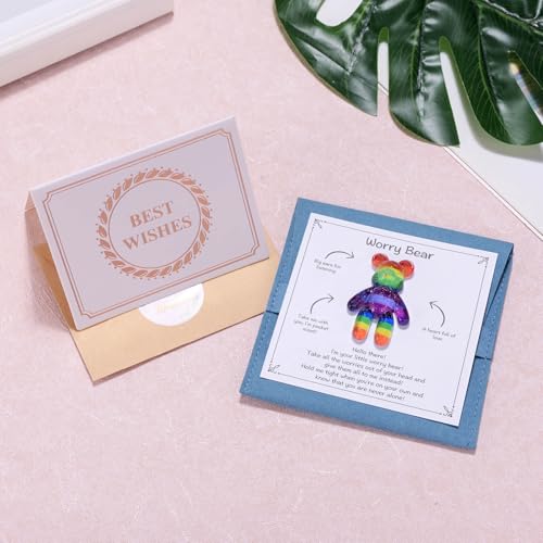 Image of Aesnefe Pocket Bear Hug, Anxiety Relief Gifts for Men Women, Mental Health Positivity Gift for Anxious Friend, Autism Fidget Gift, Thoughtful Gifts for School Anxiety, Rainbow