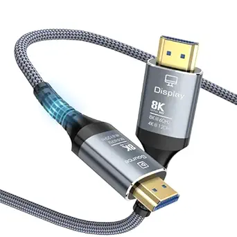 8K Fiber Optic HDMI Cable 6FT, 48Gbps Ultra High Speed Long HDMI 2.1 Cord Braided 8K@60Hz 4K@120Hz HDR10/HDCP2.2&2.3/eARC/3D Compatible for PS5, Xbox, HDTV, Laptop, Monitor