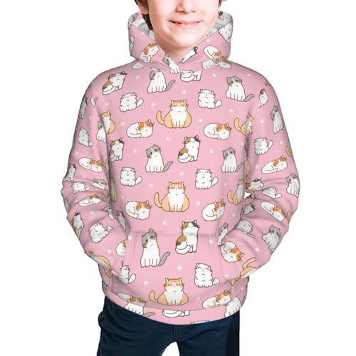 Cartoon Cat and Paw Kid Hoodies Boys Sweatshirts Girls Pullover with Pocket3