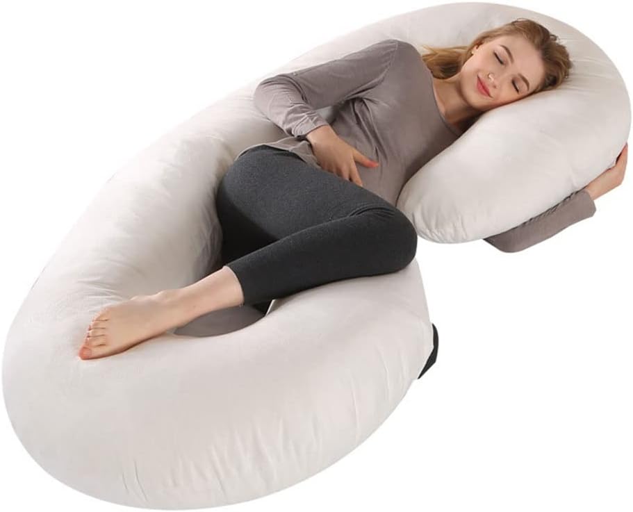 Pregnancy Pillow Crystal Velvet Maternity Pillow. C-Shaped Detachable Body Pillow for Breastfeeding. Support for Tummy, Waist and Legs (Color : A10, Size : 155x80cm)