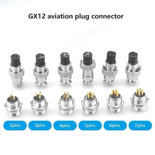 Conector GX12 de 6 pines y enchufe chasis aviación para conexiones eléctricas 3