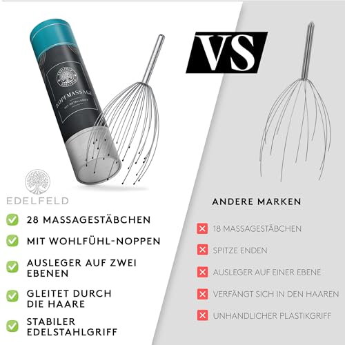 Die entspannende Kopfmassage Spinne mit 28 Fingern von Edelfeld [VERBESSERTE VERSION 2025] -Kopfmassagegerät mit Auslegern auf 2 Ebenen - Kopfkrauler mit Wohlfühl-Noppen - Massagespinne als Geschenk 4