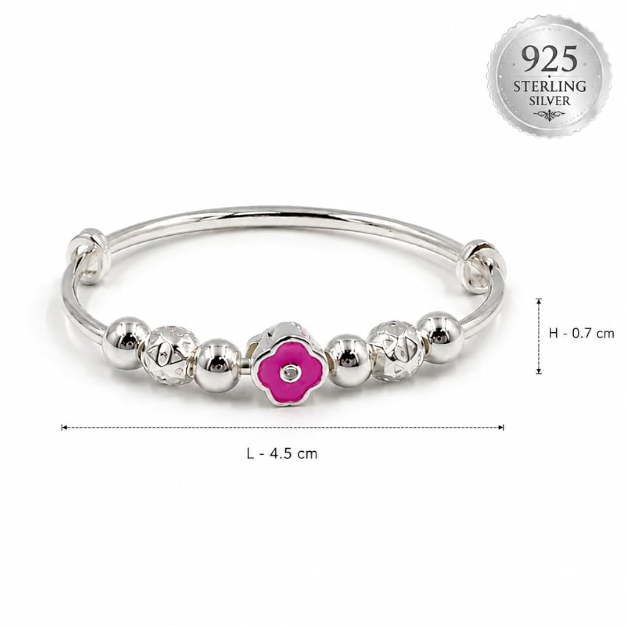 Women's 925 Sterling Silver Bangle Bracelet Set, Pack of 2