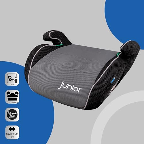 PETEX 'Max' Kindersitzerhöhung Sitzerhöhung nach i-Size Norm R129, Kindersitz/Autositz für Kinder, grau, 1 Stück