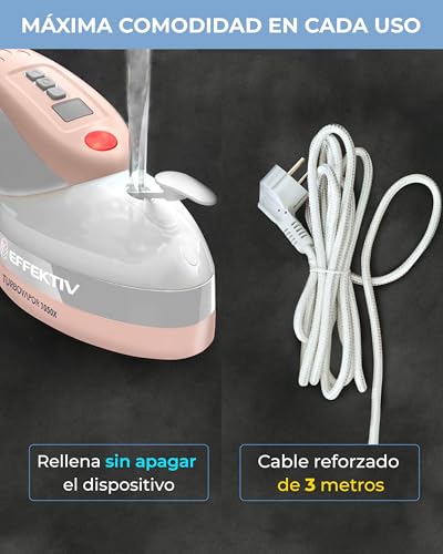 Miniatura 8 de Plancha Vertical Vapor Effektiv, 1800w, 3 En 1 Vapor Vertical Premium, Plancha Ropa Con Suela Cerámica, Cepillo De Vapor, Depósito 250ml, Vapor Continuo 750mg Sec, Pantalla Led, Autoapagado, Cable 3m