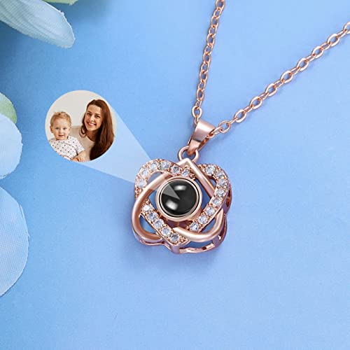 Drawelry Personalized Photo Projection Necklace Custom Picture Inside Memory Heart Angel Wings Paw Print Silver Anniversary Promise Pendant Necklace Mother's Day Christmas Jewelry Gifts For Her Women Men Girl (Heart In Heart) #TOP4