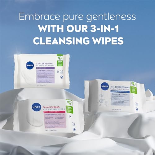 NIVEA 3in1 Sensitive Cleansing Wipes (25 Wipes), Plant-Based Makeup Remover Wipes, Face Wipes for Sensitive Skin, Gentle yet Effective Makeup Removal - Image 7