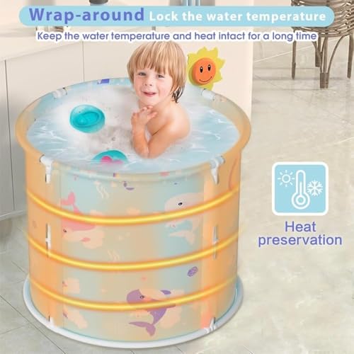 Image of Adult Folding Bathtub Portable Soaking Tub, Collapsible Family SPA Barrel, Maintaining Hot & Cold Temperature With Drainage Hole & Thicken Layer for Home Hot Water & Ice Bath (Ocian Bath)