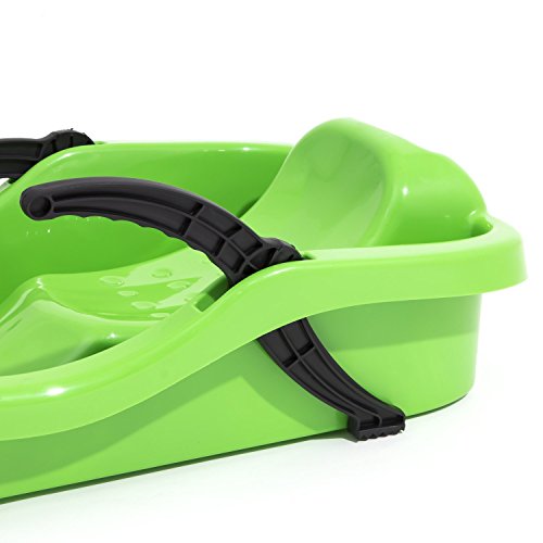 Neustanlo® Rodel Grün Bob Schlitten Schneegleiter Zugseil Lenk- Bremshebel Race Kunststoff (Grün) - 3