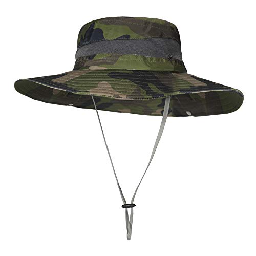 Image of ZLYC Mens Waterproof Camo Sun Hat Wide Brim Packable Outdoor Mesh Fishing Bucket Hats