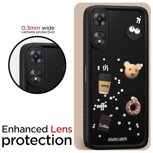 Image of Pikkme Back Cover for Oppo A78 5G | Cute Fun Cartoon 3D Bear Silicone Full Body Protection Bumper Cover (Black) | Cute