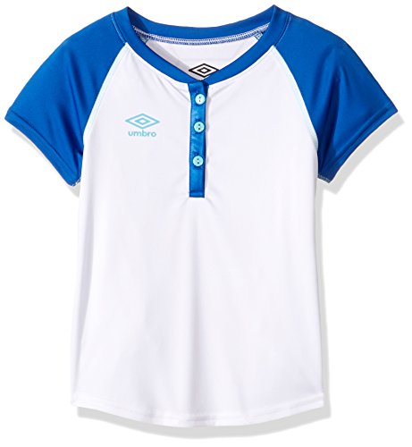Umbro Girls Drop Ball Henley White/Lapis Blue Size 4-S