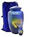 Blue Butterfly Large Size Human Cremation Urn with Keepsake, Personalization and Velvet Bag