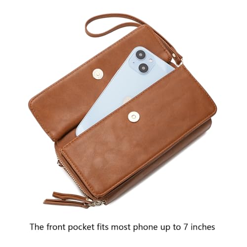 Image of Lanyani RFID Crossbody Wallet Wristlet Purse with Phone Pocket For Women Vegan Leather