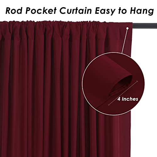 Image of Burgundy Backdrop Curtains 4 Panels 5ft x 10ft Polyester Photo Backdrop Drapes for Wedding Christmas Party Background Decorations 20x10 FT